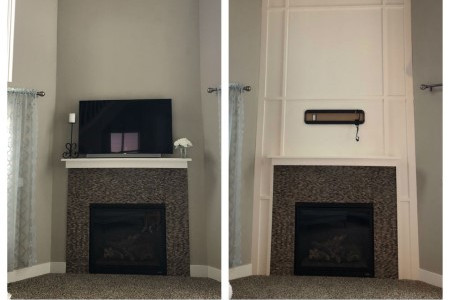 Interior painting of a fireplace surround in menomonee falls wi