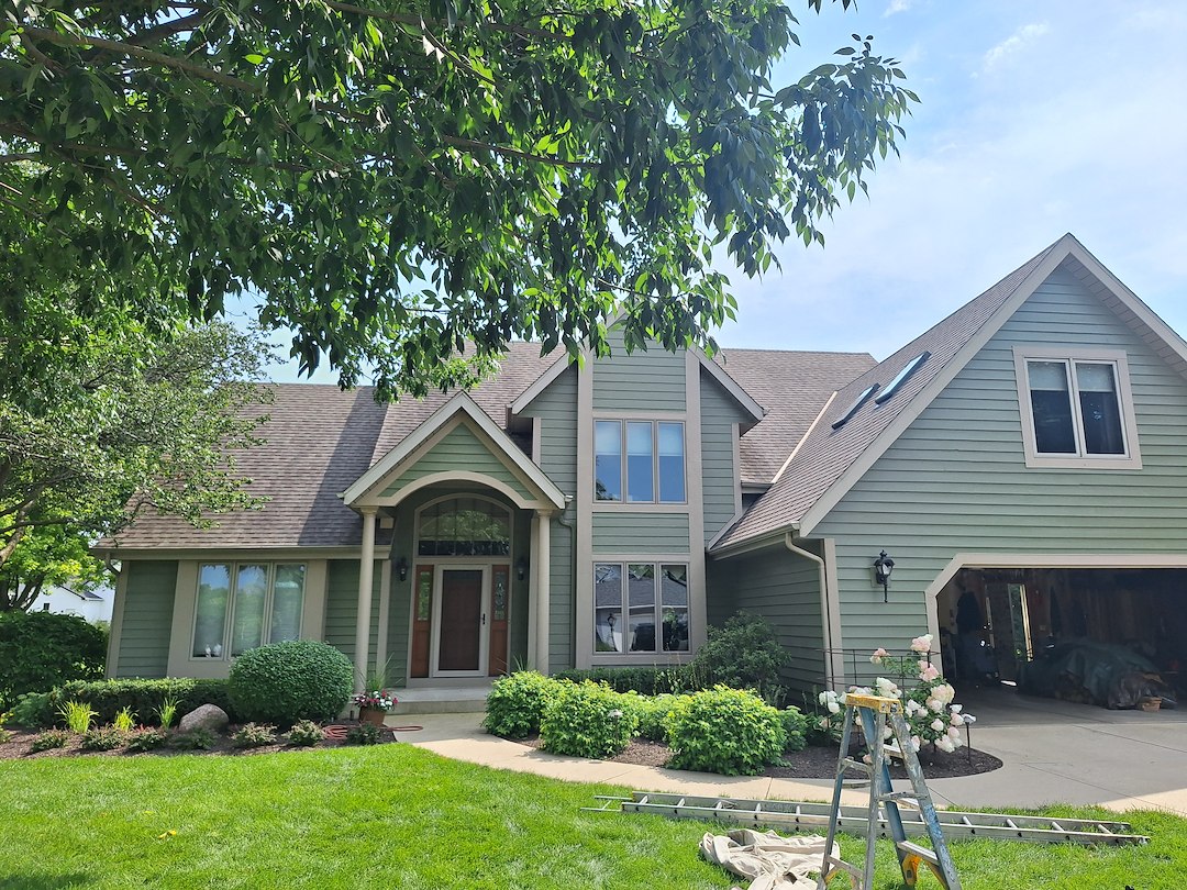 Exterior Painting in Germantown with 3 kinds of Siding on Home